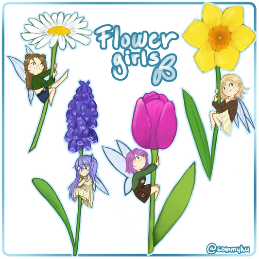 Spring Flower Girls Sticker pack